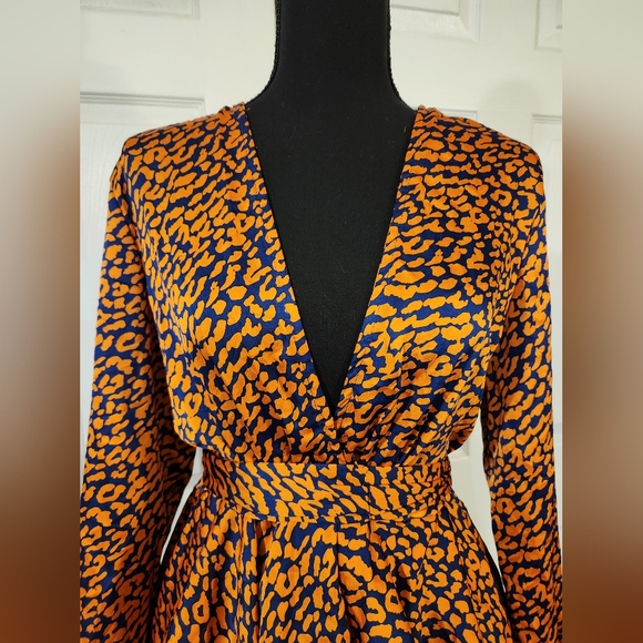 ASOS | John Zack Tall Women-s plunge front skater dress leopard Plus Size 18 NWT - Picture 5 of 10